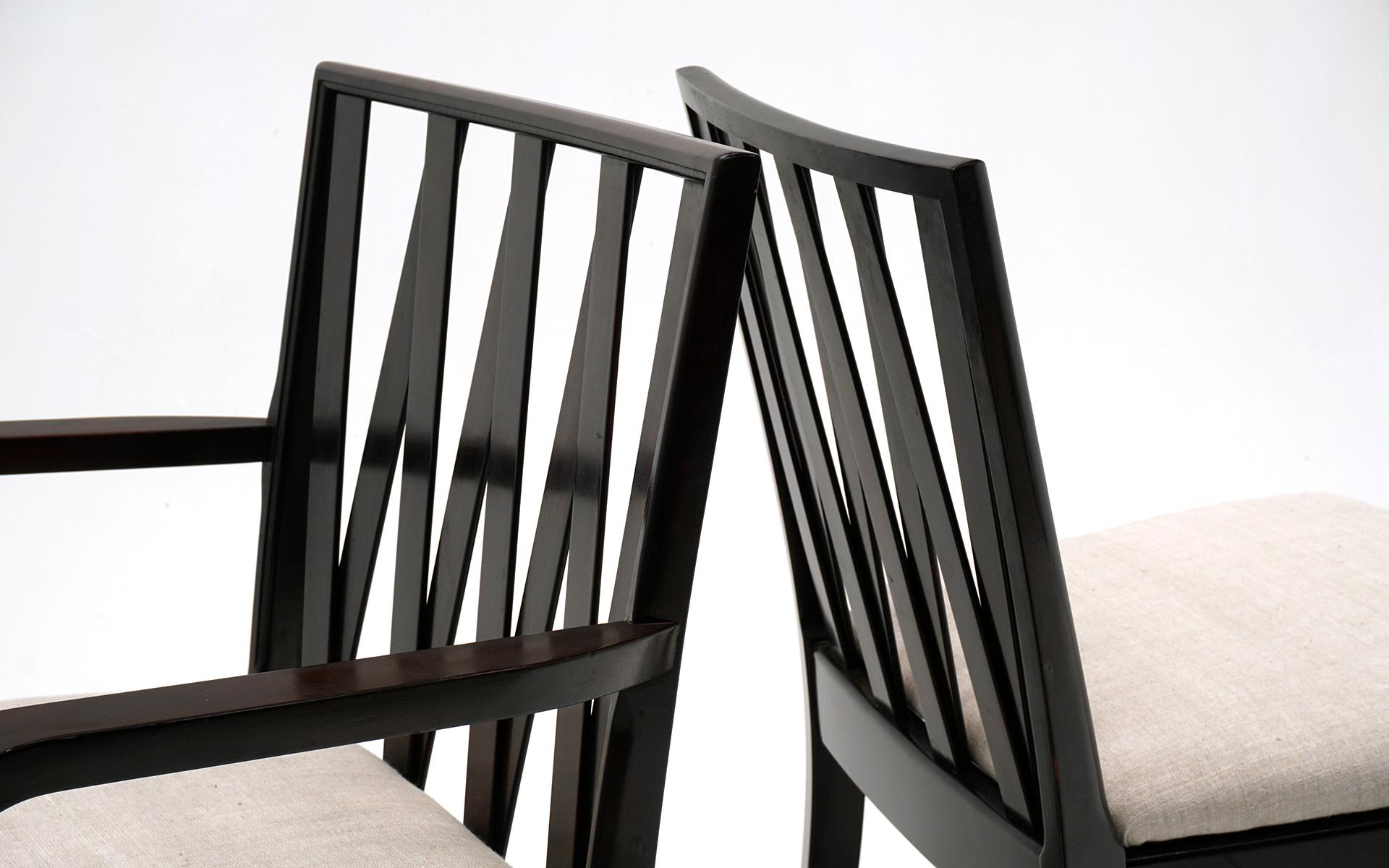Mid-20th Century Six Paul Frankl Dining Chairs for Johnson, Mahogany Criss Cross Lattice Backs For Sale