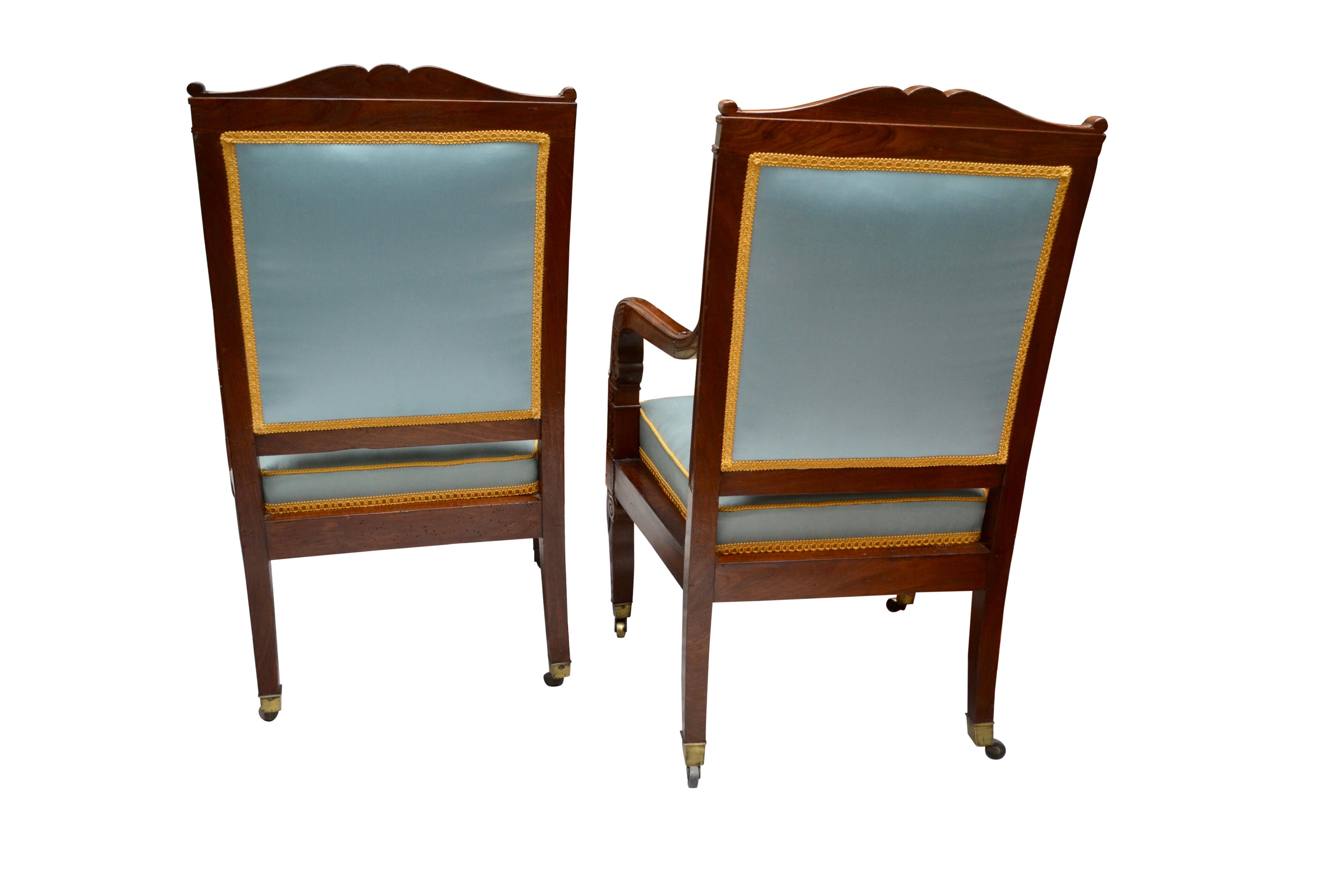 Pair of French Empire Mahogany Armchairs Attributed to Jean-Pierre Louis In Good Condition For Sale In Vancouver, British Columbia