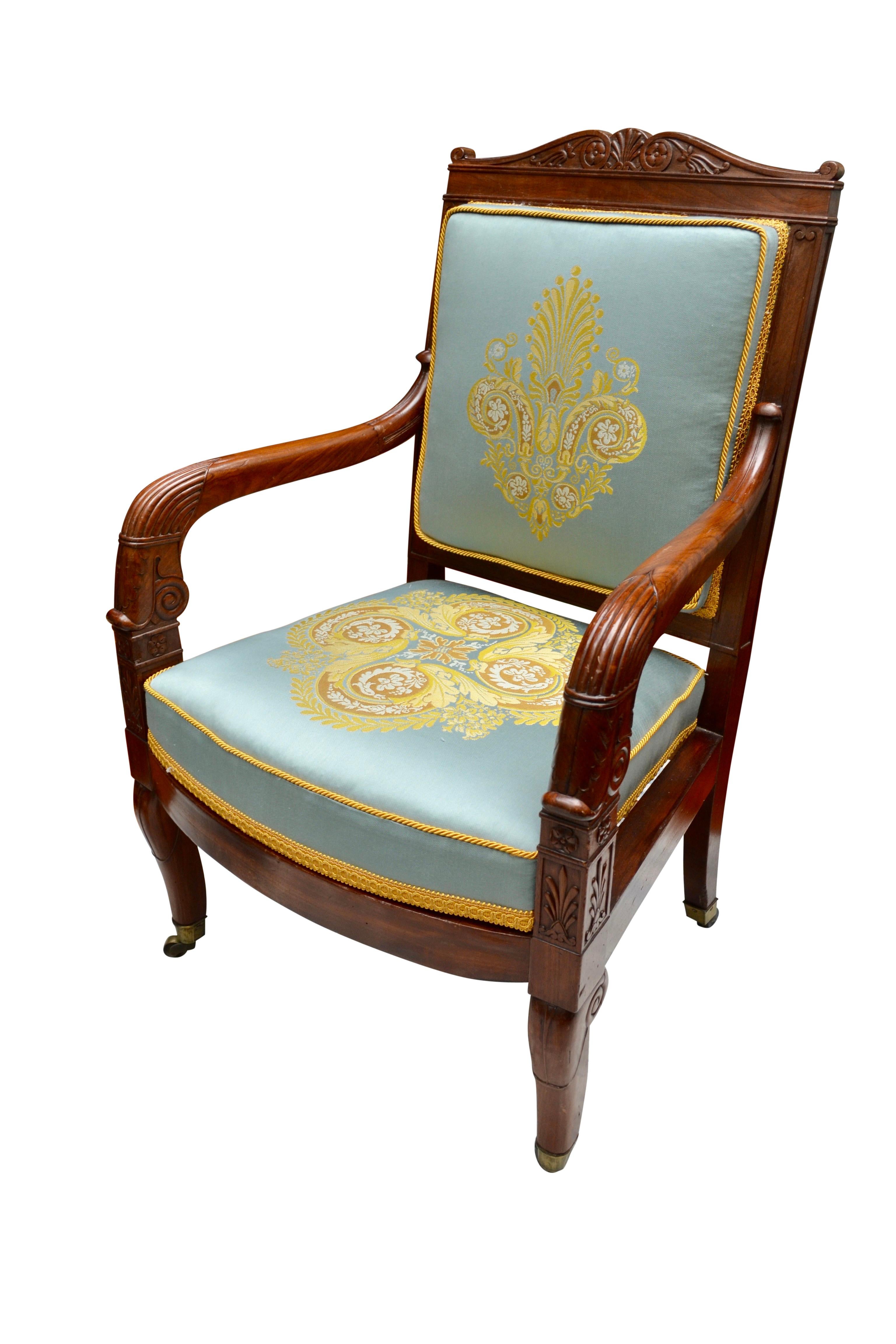 19th Century Pair of French Empire Mahogany Armchairs Attributed to Jean-Pierre Louis For Sale