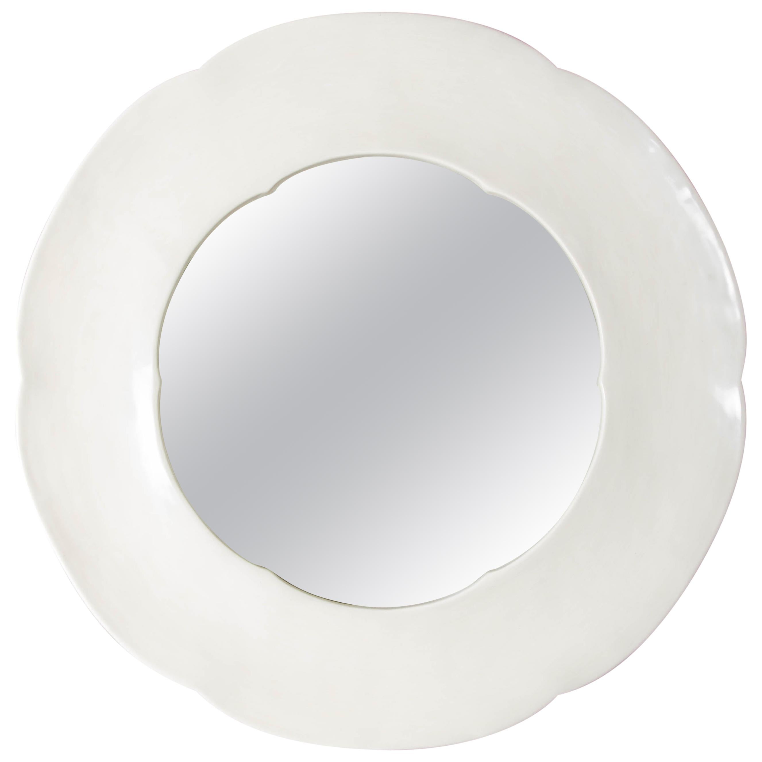 Six Petal Mirror, Cream Lacquer by Robert Kuo, Limited Edition
