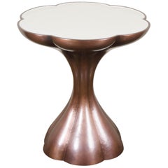 Six Petal Side Table, Antique Copper and Cream Lacquer by Robert Kuo