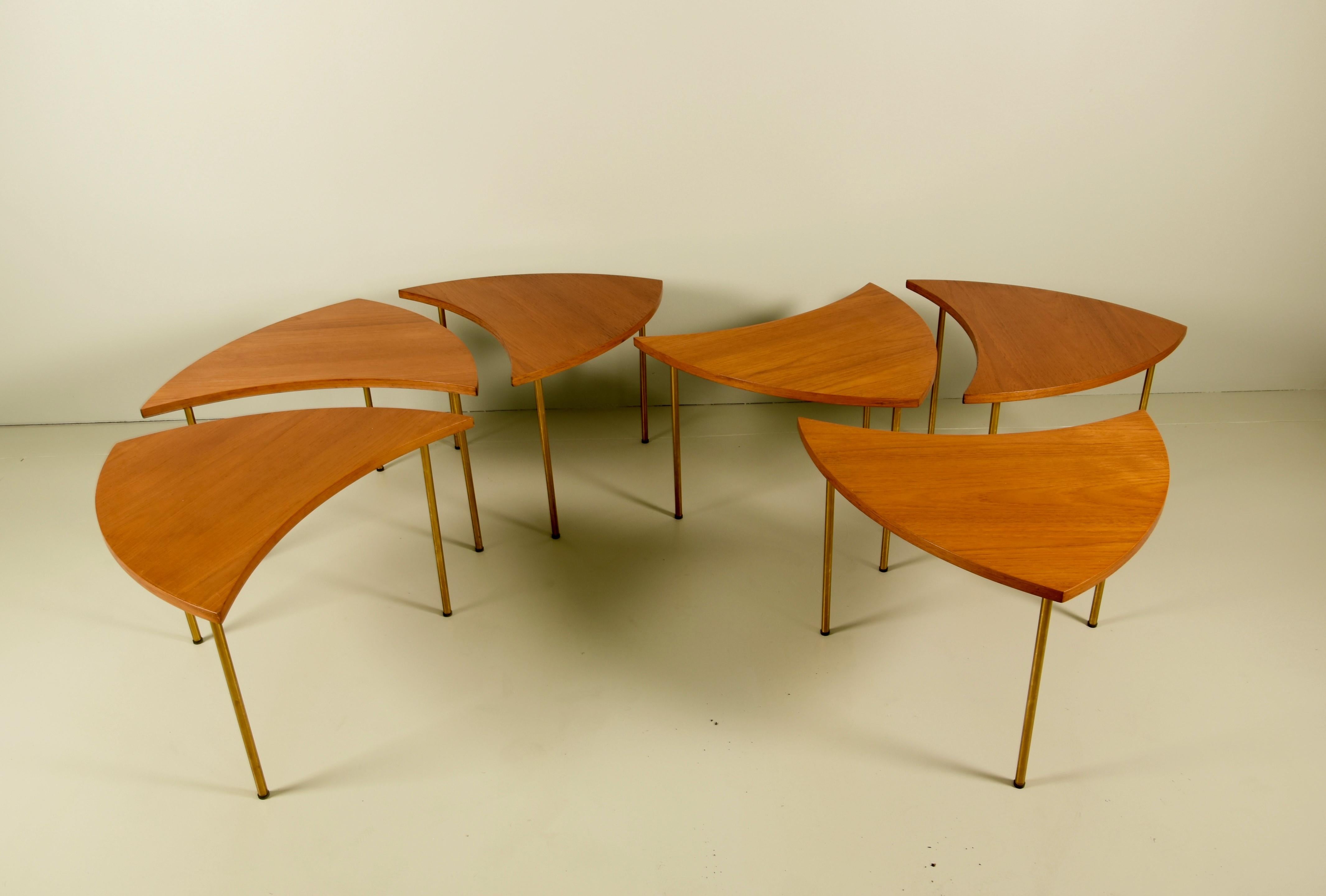 Six Peter Hvidt Teak and Brass Model 523 Tables 12