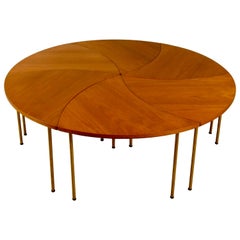 Six Peter Hvidt Teak and Brass Model 523 Tables