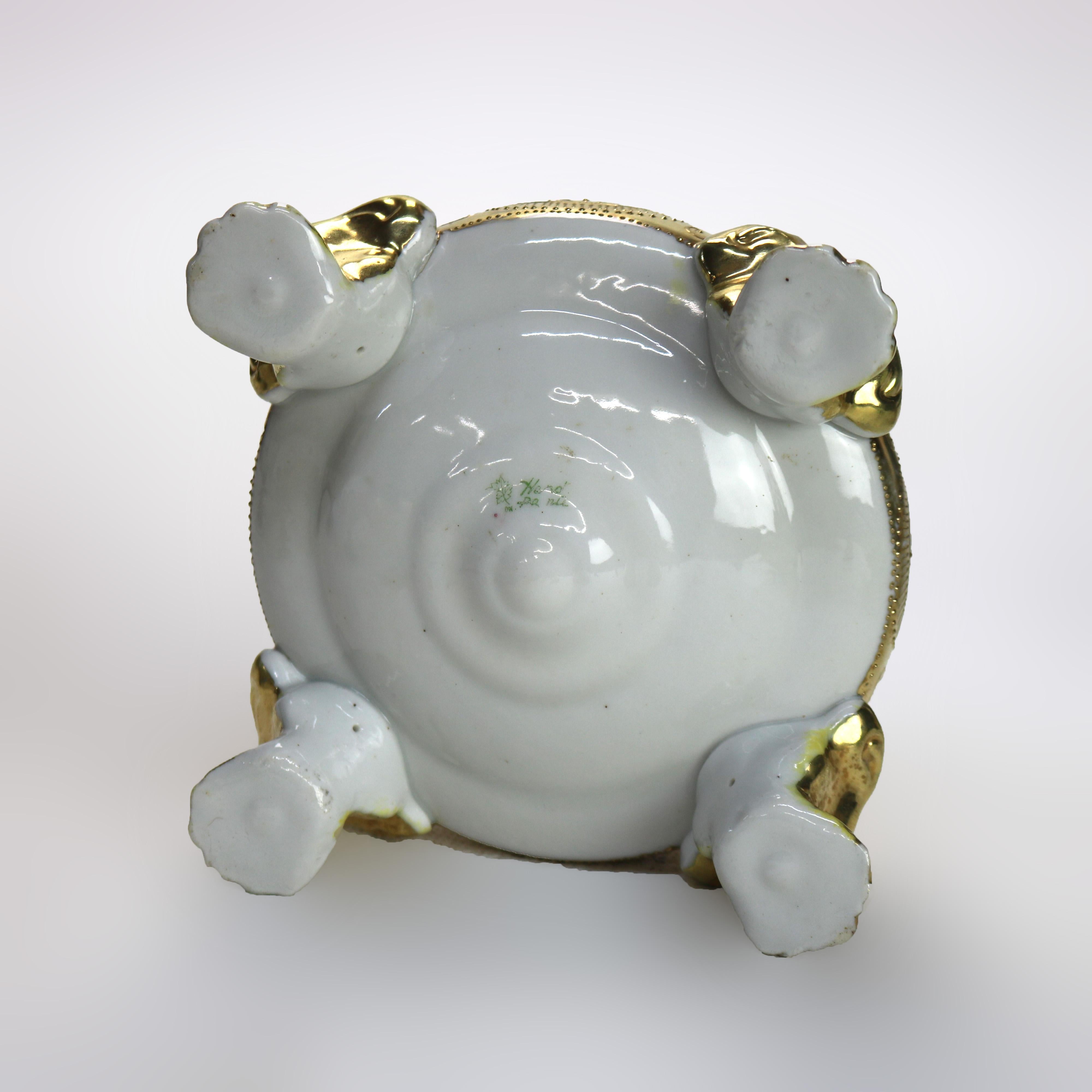 Ensemble ancien de six bols à baies en porcelaine de Nippon peint à la main, à motifs floraux et dorés en vente 2