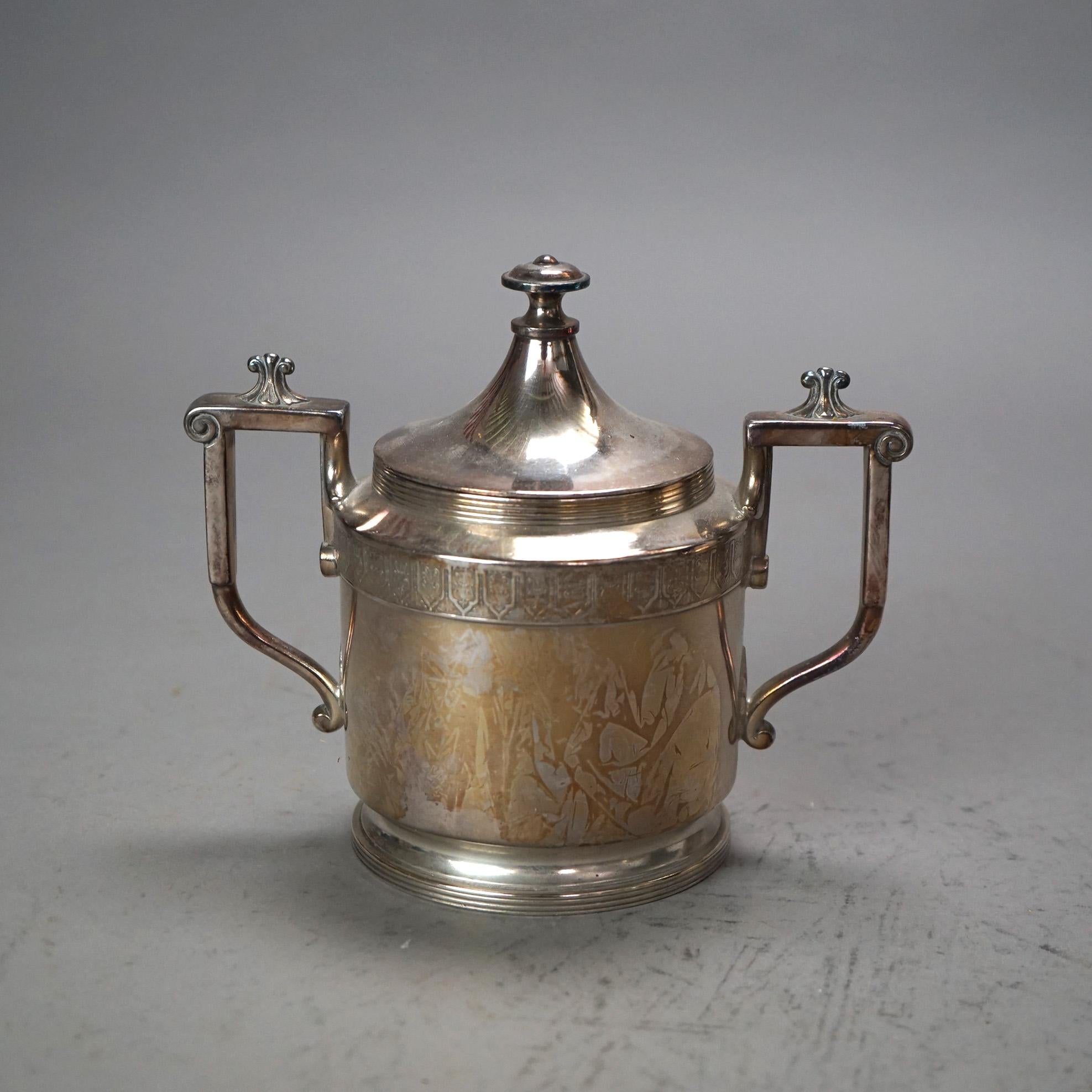 Placcato argento Set da tè antico da sei pezzi placcato in argento e inciso C1890 in vendita
