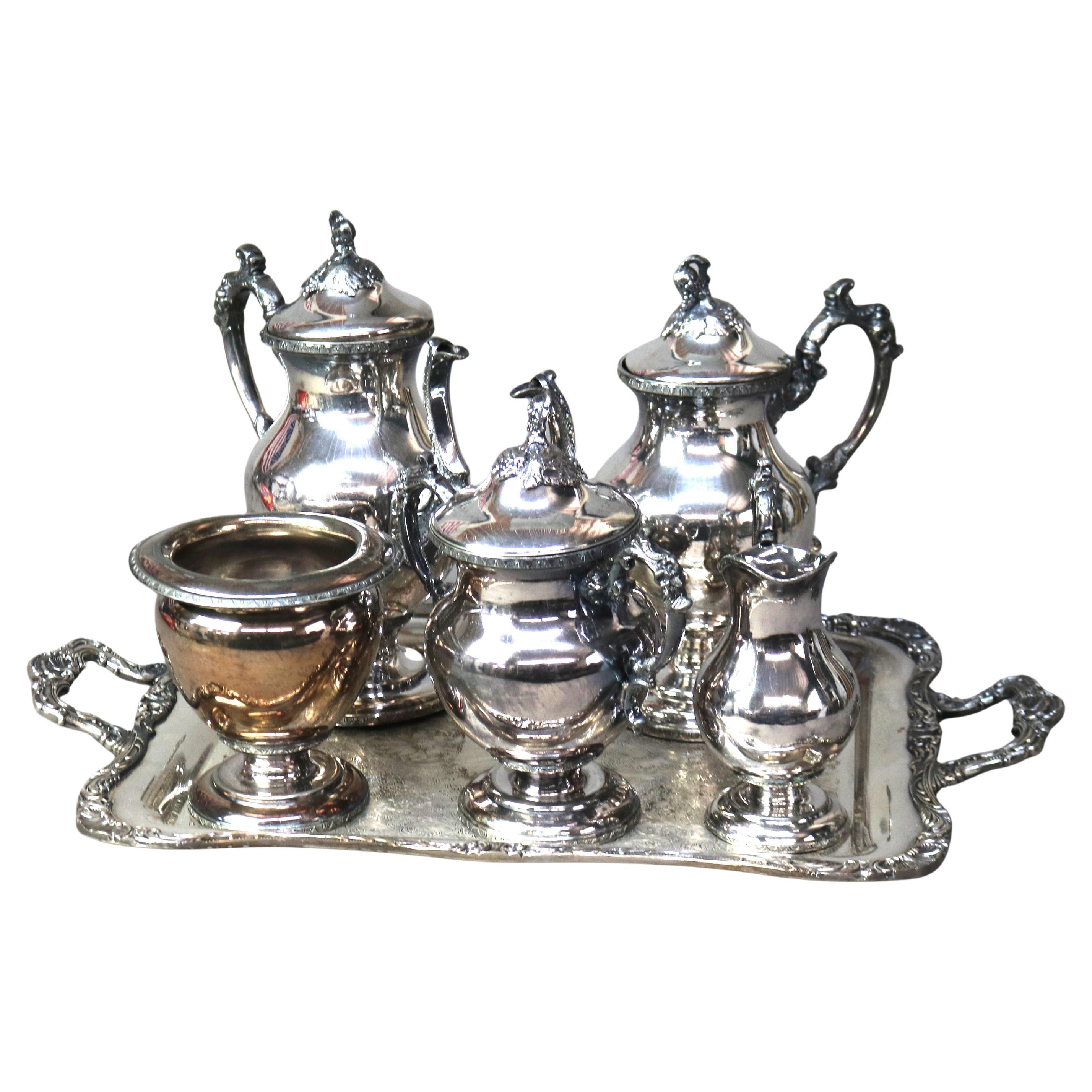 Juego de té antiguo victoriano de seis piezas plateado C1890