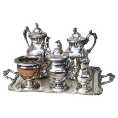 Juego de té antiguo victoriano de seis piezas plateado C1890