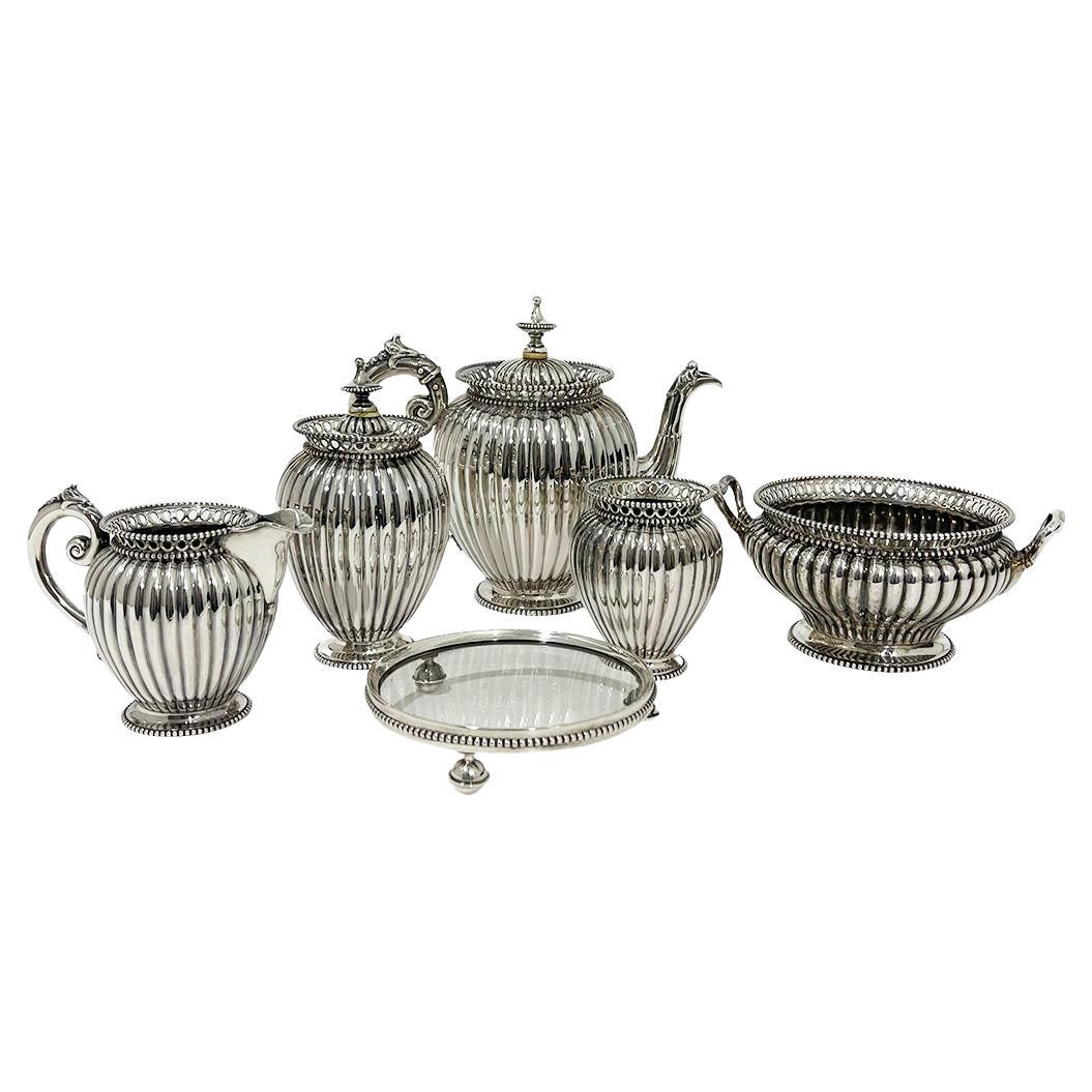 Six piece Dutch silver tea set by Van Kempen & Zn, 1894
