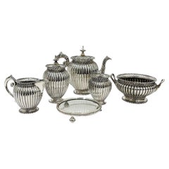Antique Six piece Dutch silver tea set by Van Kempen & Zn, 1894