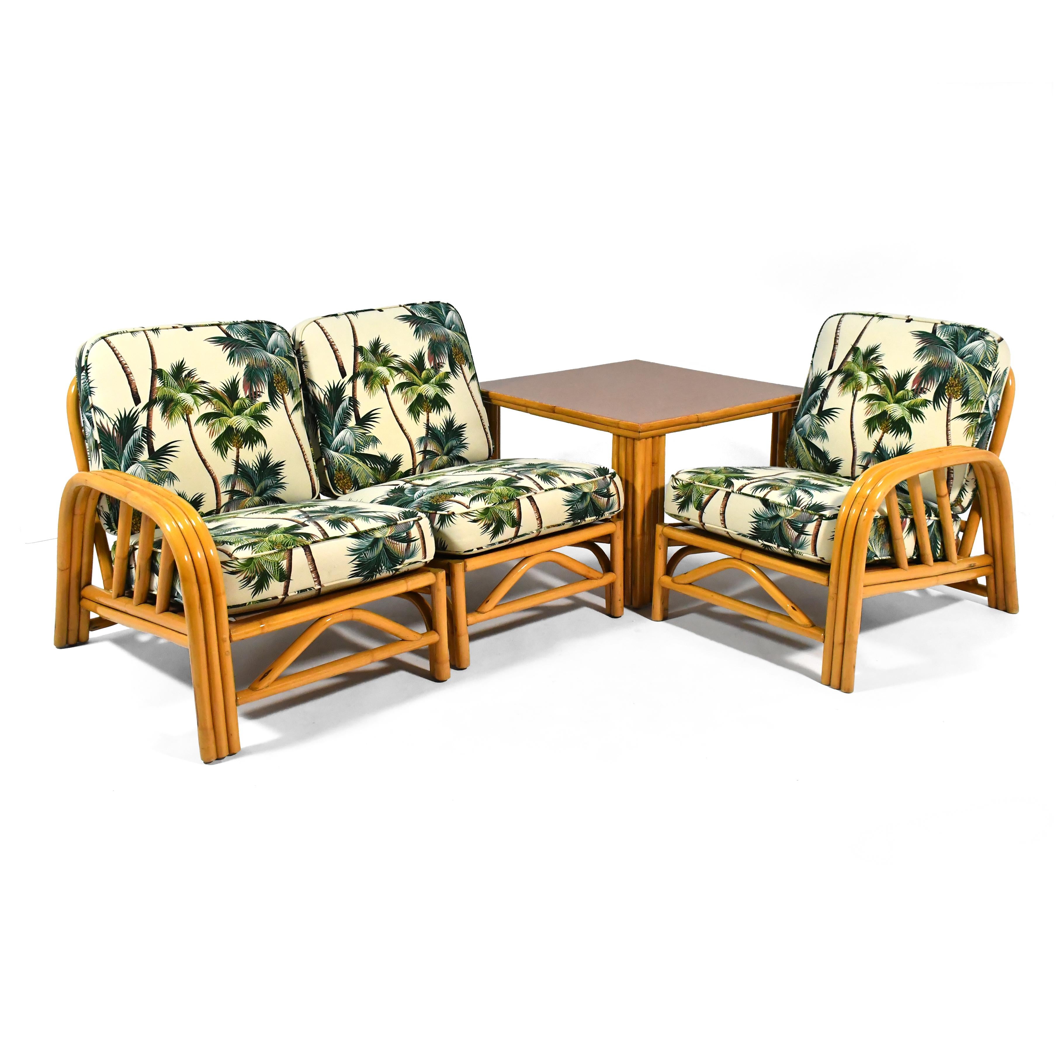 Ensemble de six pièces en rotin Ficks Reed : Canapé, salon, table d'appoint et table d'angle en vente 2