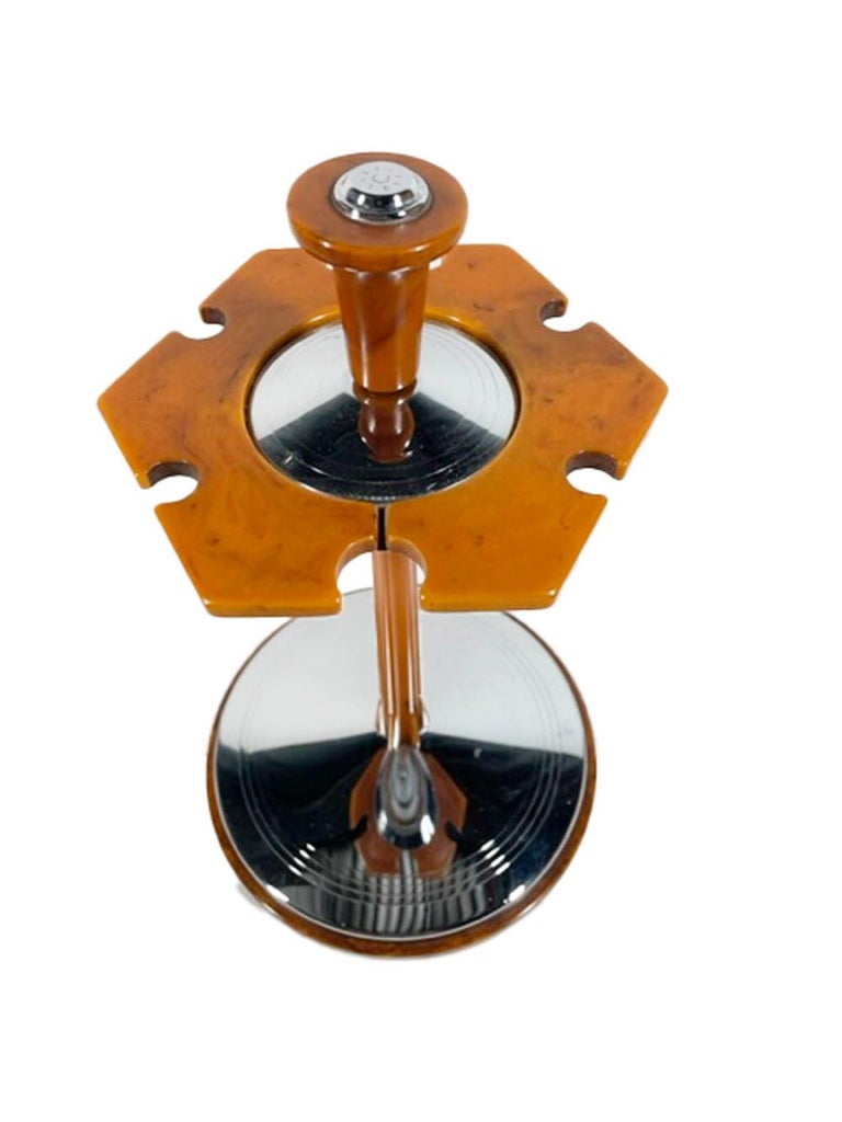 Six Piece Glo-Hill Bar Tool Set in Butterscotch Bakelite with Rotating ...