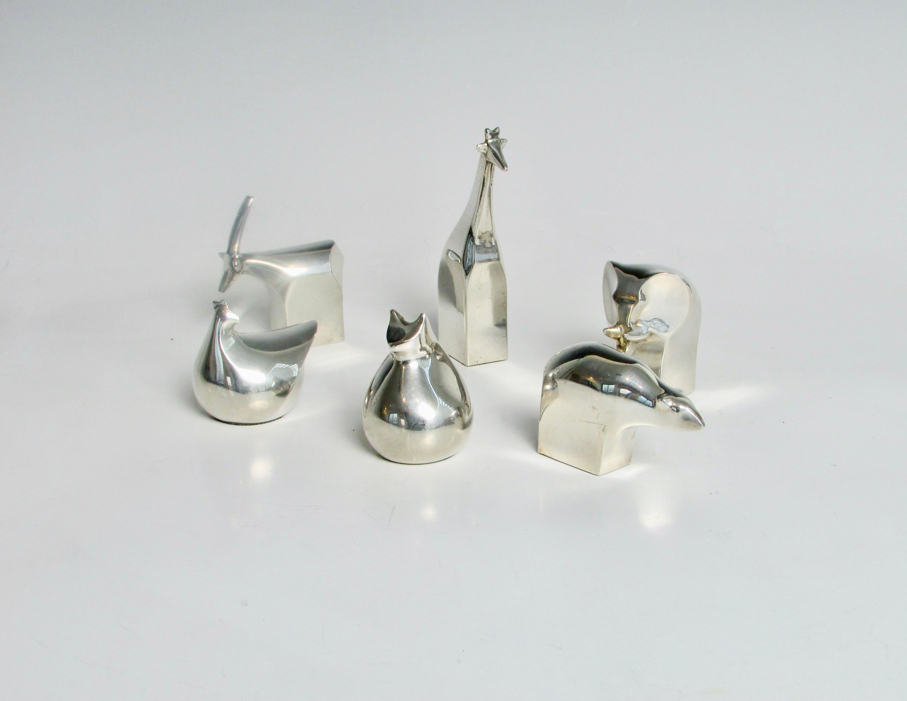 Mid-Century Modern Six-Piece Gunnar Cyren for Dansk Silver Plate Paperweight Collection