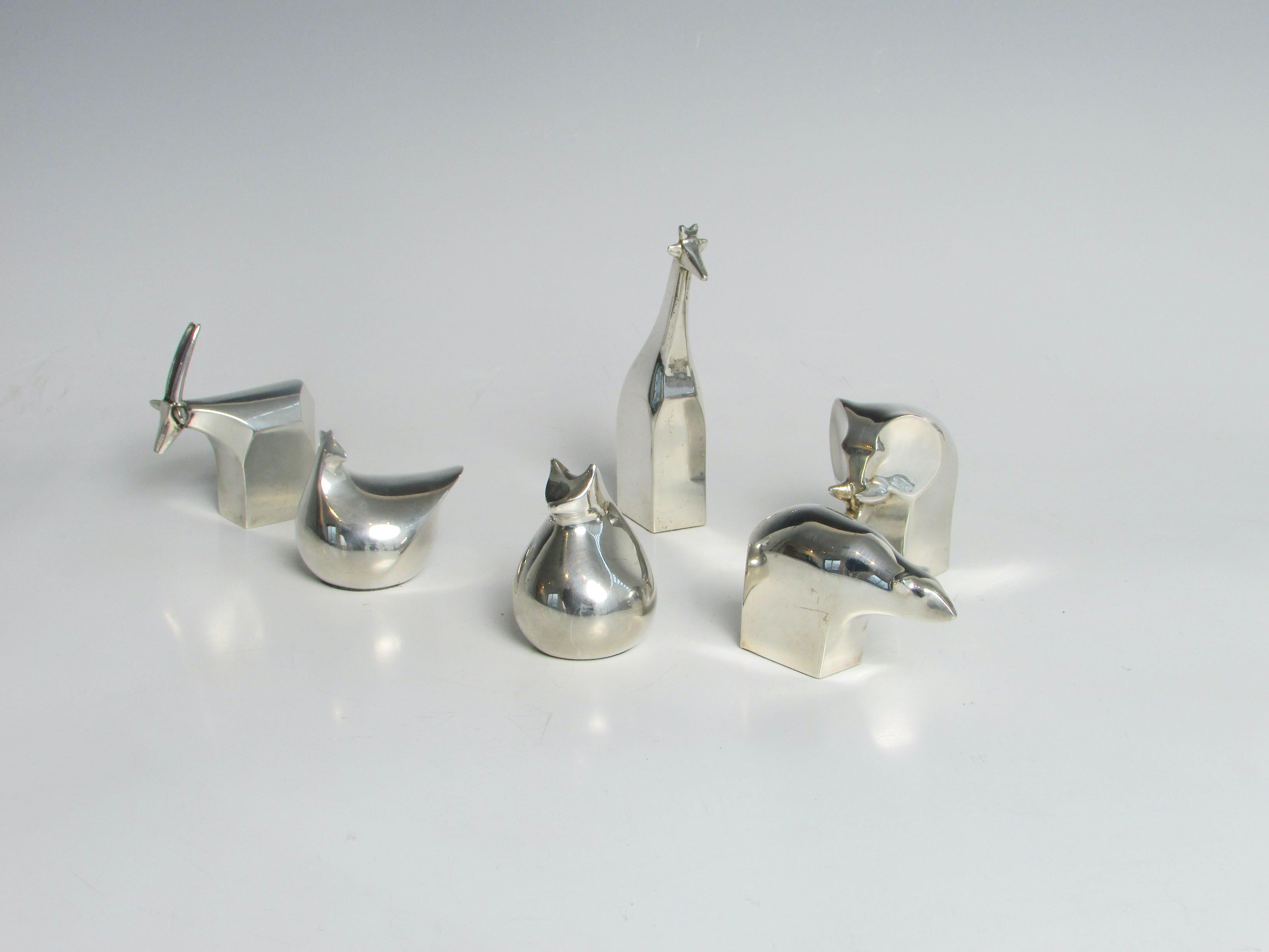 Japanese Six-Piece Gunnar Cyren for Dansk Silver Plate Paperweight Collection