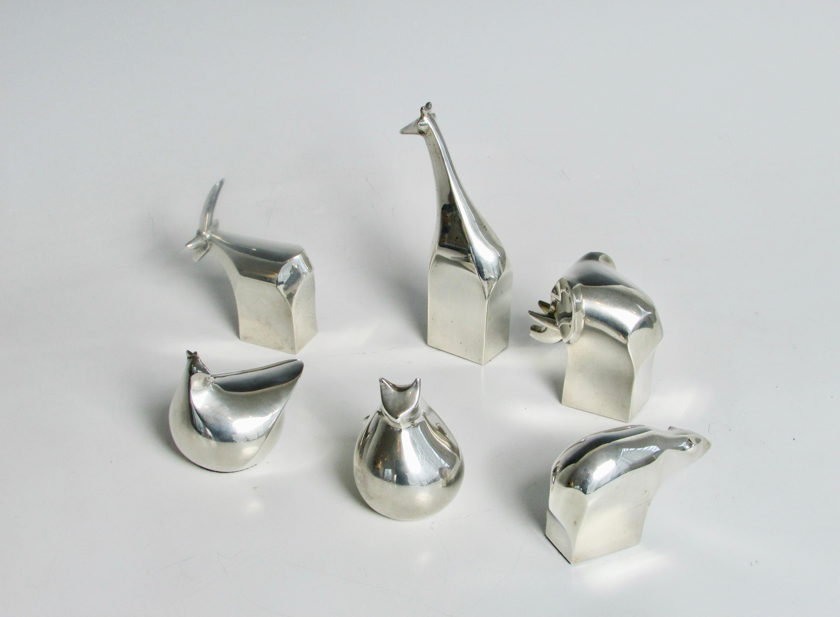 Six-Piece Gunnar Cyren for Dansk Silver Plate Paperweight Collection In Good Condition In Ferndale, MI