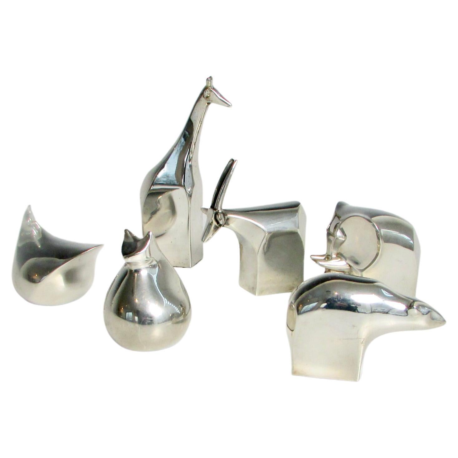 Six-Piece Gunnar Cyren for Dansk Silver Plate Paperweight Collection