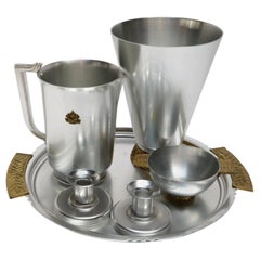 Six-Piece Kensington Aluminium and Brass Table Accessories