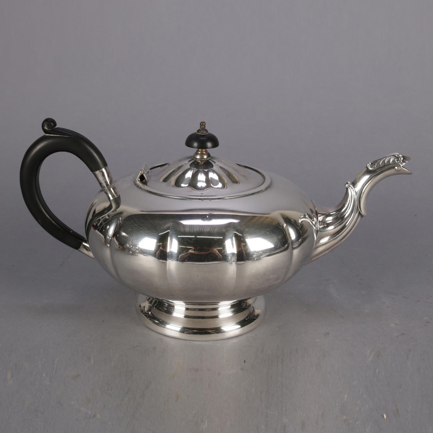 20th Century Six-Piece Marlboro Silver Plate Old English Reproduction E.P. Copper Tea Set