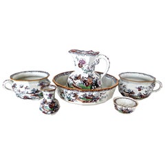 Six Piece "Mason's Ironstone" Toiletry Set, English, circa 1835