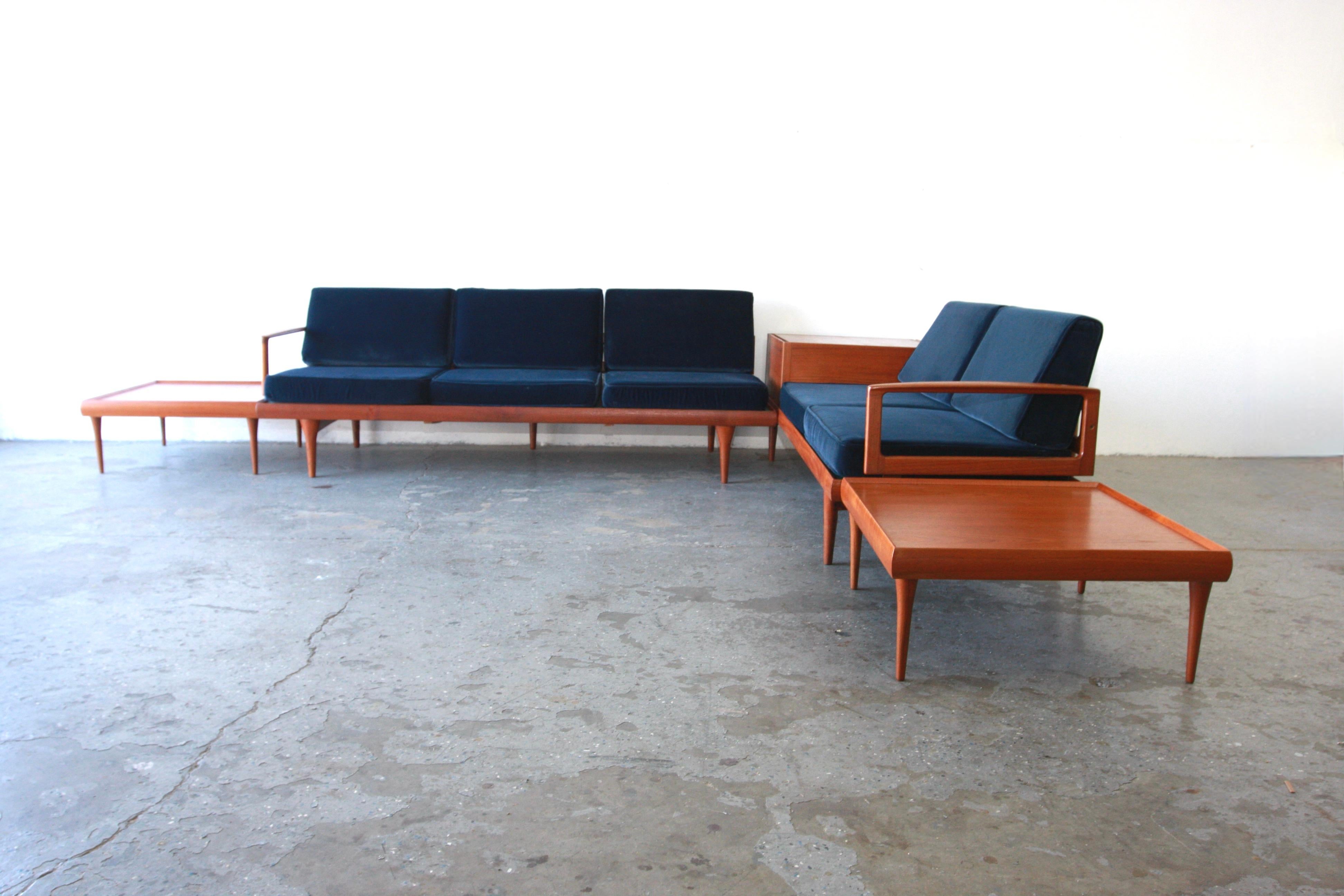 Teak Six Piece Mid Century Danish Modern Sectional sofa by Hans Olsen For Bramin For Sale