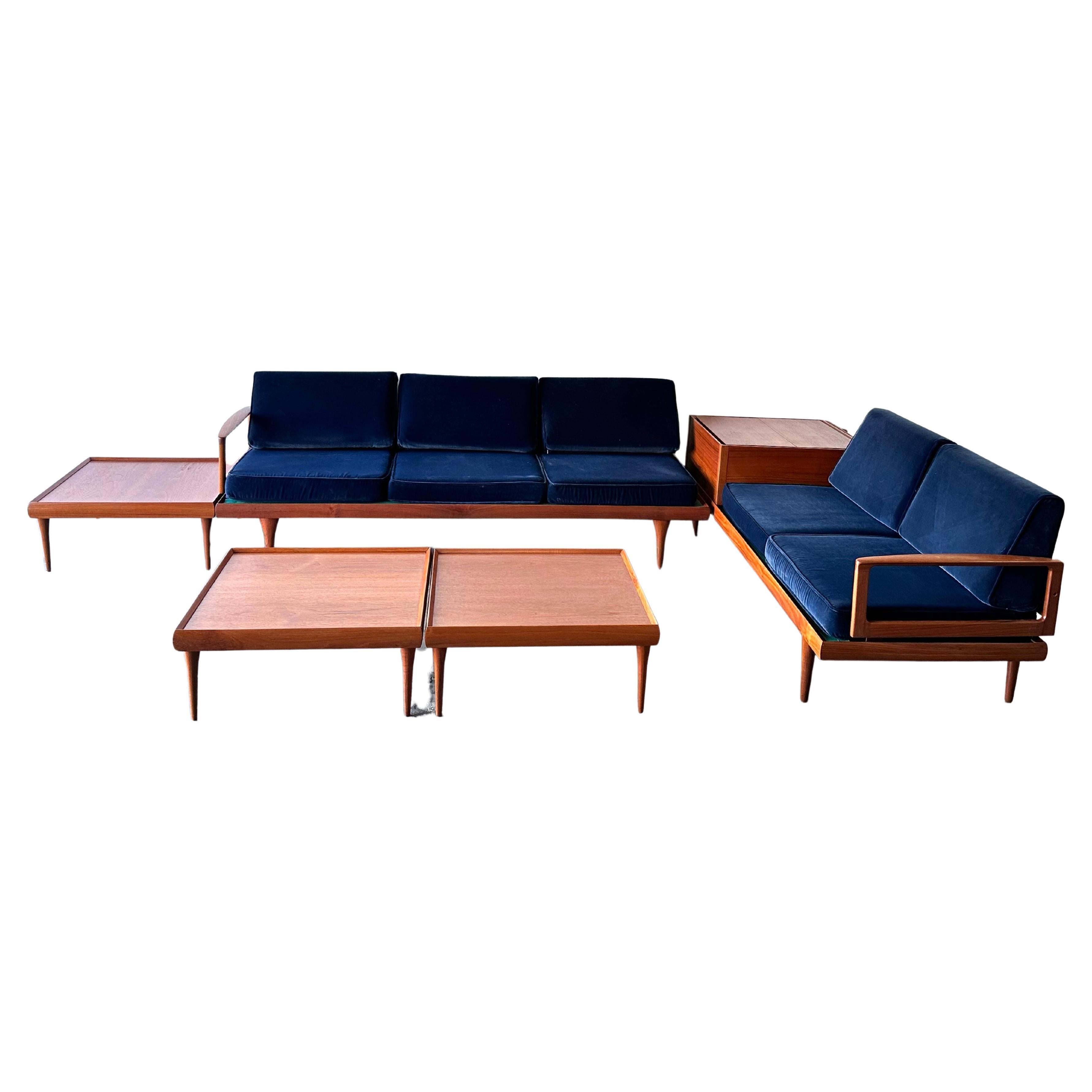 Six Piece Mid Century Danish Modern Sectional sofa by Hans Olsen For Bramin For Sale