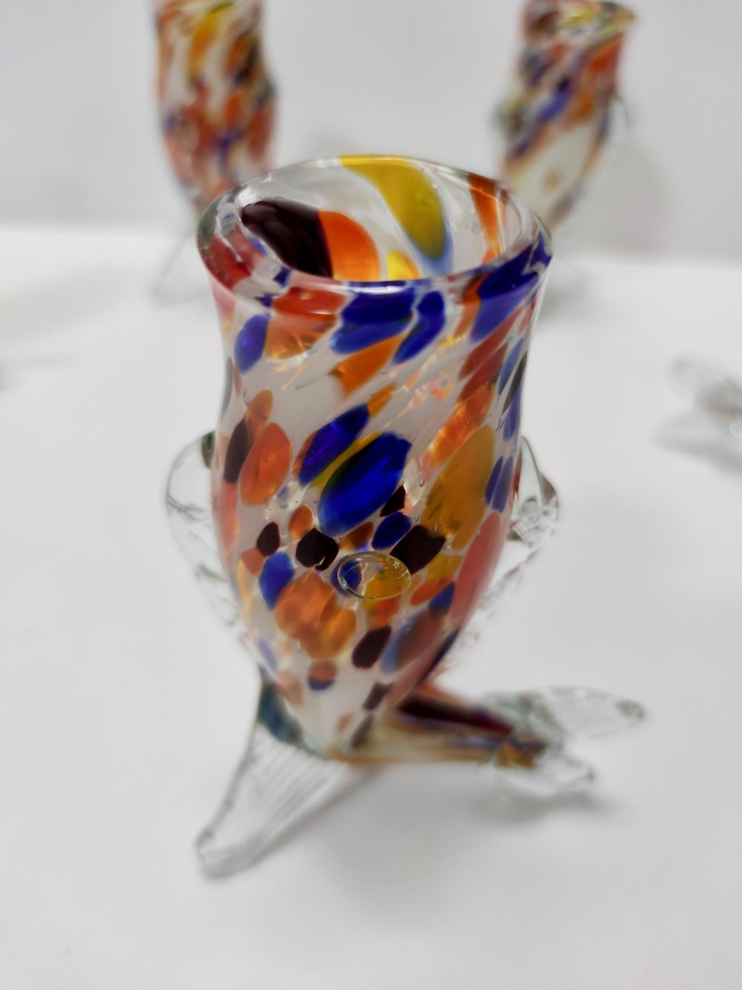 Set di sei bicchieri multicolore in vetro di Murano di Toso, Italia in vendita 1