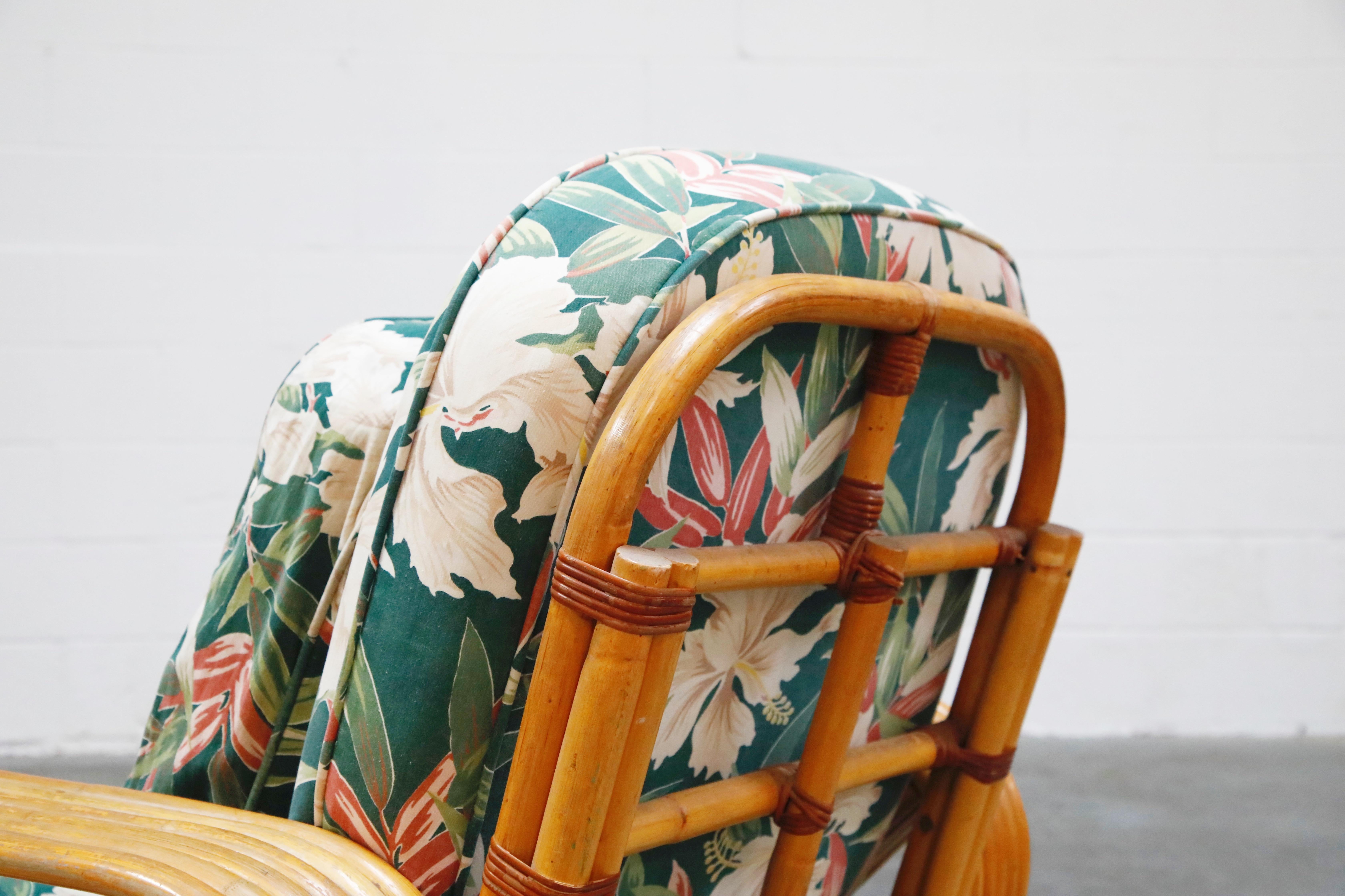 Six-Piece Paul Frankl Style Pretzel Rattan Living Room Patio Set, circa 1940s 9