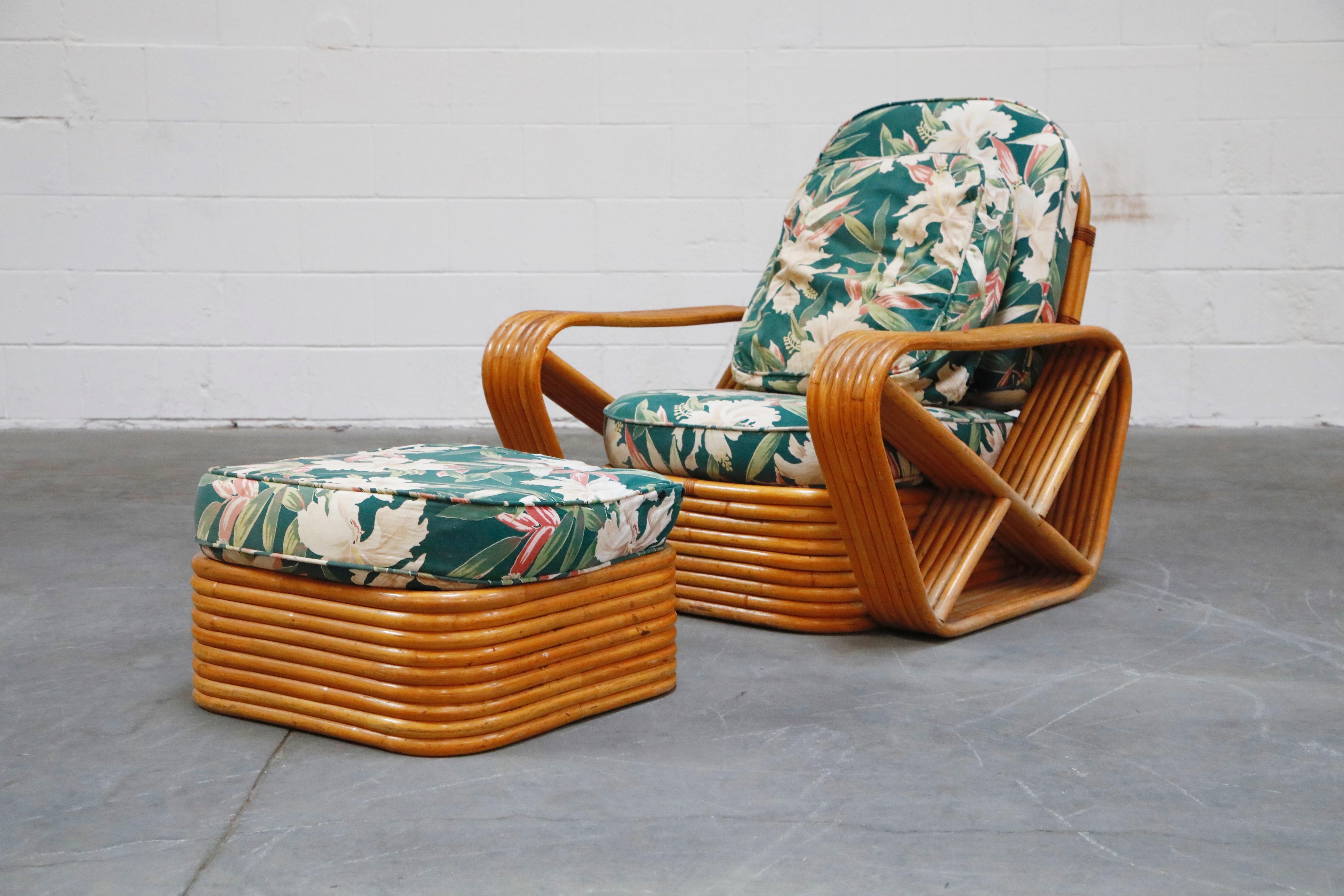 Mid-20th Century Six-Piece Paul Frankl Style Pretzel Rattan Living Room Patio Set, circa 1940s