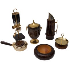 Six Piece Set of Goatskin Barware Accessories