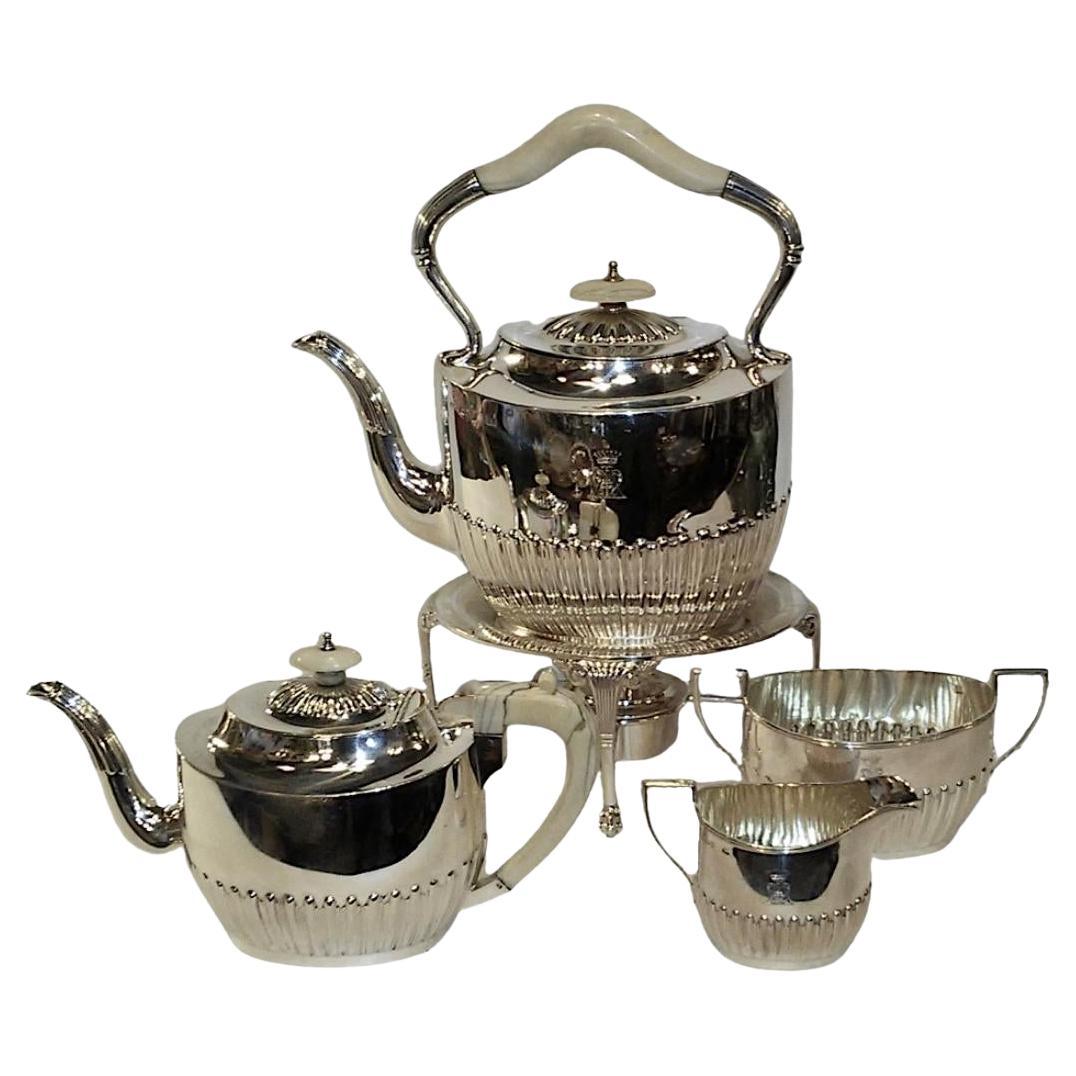 Six-piece Sterling Silver Tea Set, Harrison Brothers & Howson For Sale