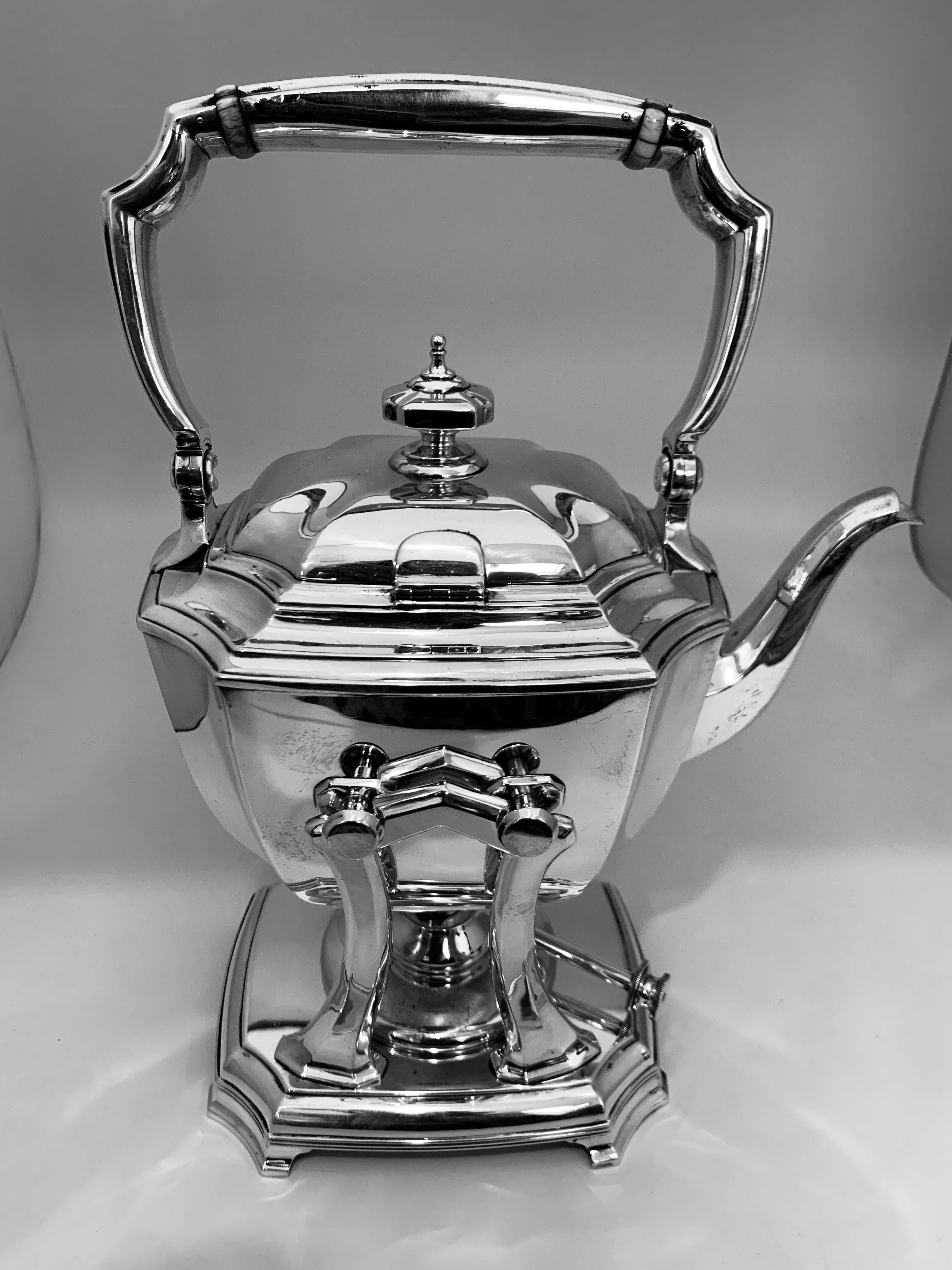 Women's or Men's Six-Piece Tiffany & Co. Sterling Silver Kettle on Cradle W Serving Tray 7.3 Kg For Sale