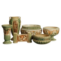 Vintage Six Pieces ff Roseville Art Pottery, Donatello, Mid 20thC
