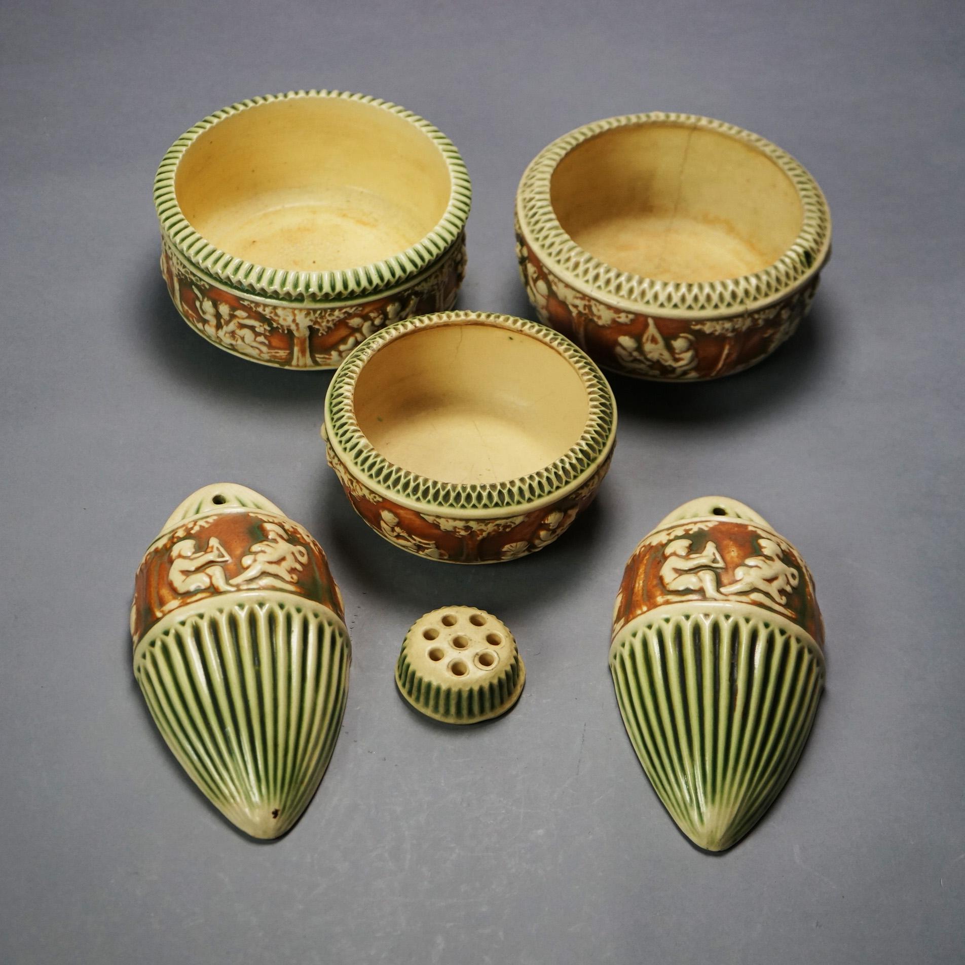 Six Pieces Of Roseville Art Pottery, Donatello, Mid 20thC 3