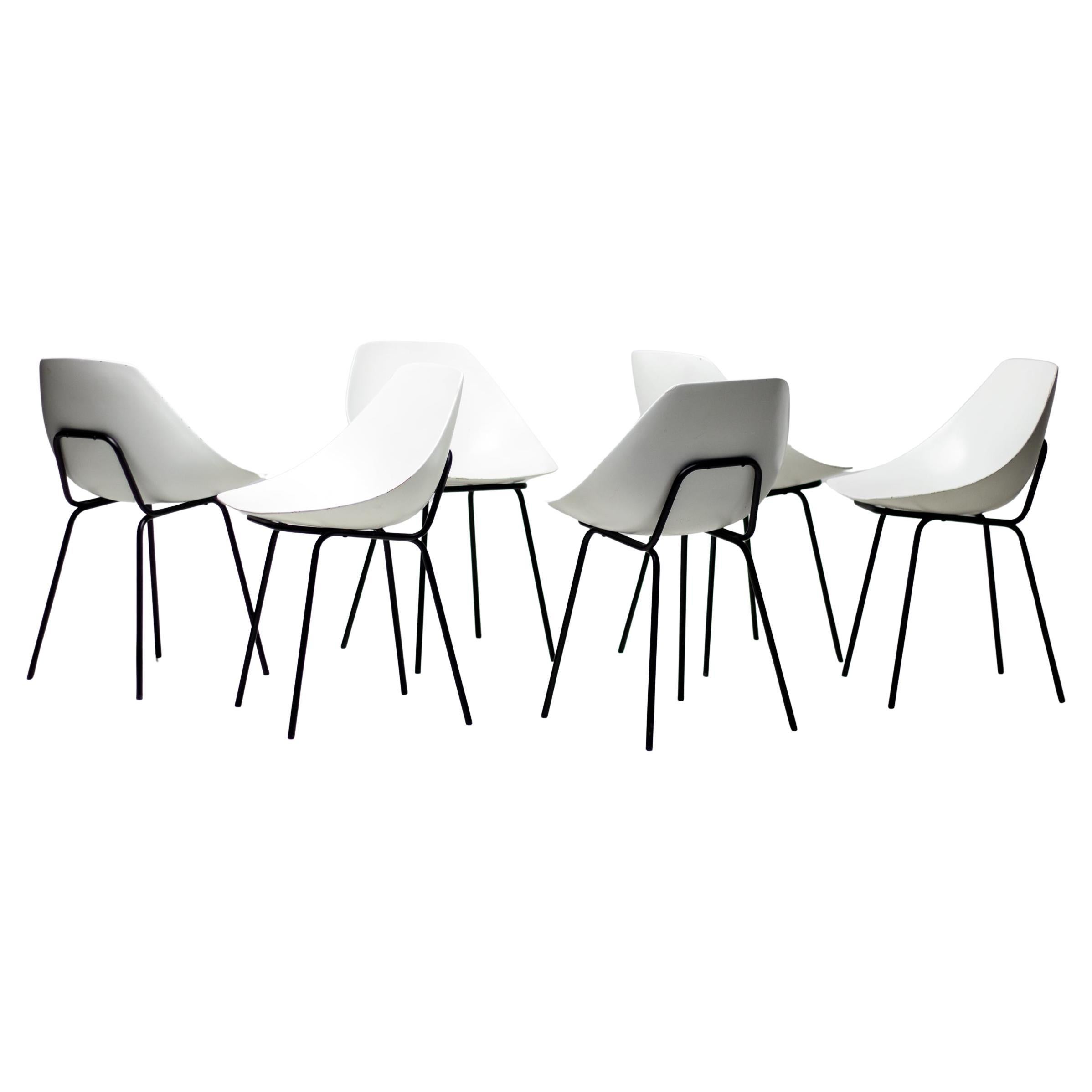 Six Pierre Guariche Coquillage Chairs For Sale