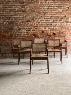 Six Pierre Jeanneret Floating Back Office Chairs Model PJ-010100T Circa 1955