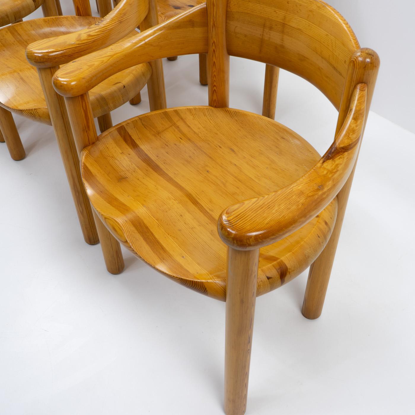 Six Pinewood Carver Chairs by Rainer Daumiller, 1970s For Sale 1