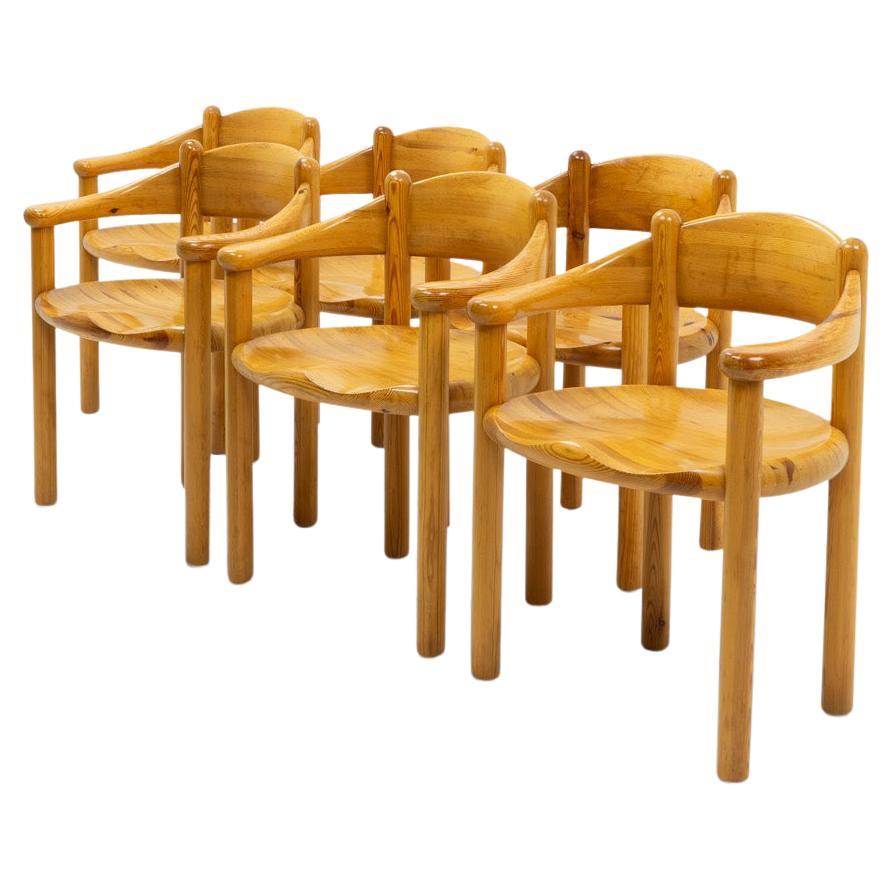 Six Pinewood Carver Chairs by Rainer Daumiller, 1970s For Sale