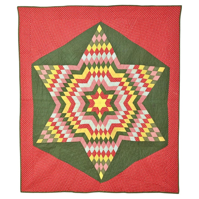 Six Point Star Quilt For Sale at 1stDibs
