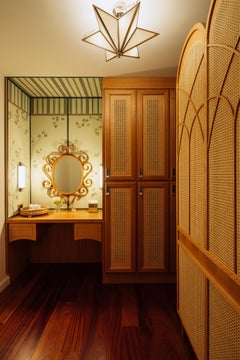 Six Pointed Star Suspension with Brass Structure and Glass