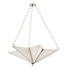 Six Pointed Star Suspension with Brass Structure and Glass