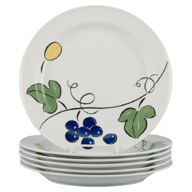 Six "Pomona" Porcelain Plates, Jackie Lynd for Rörstrand