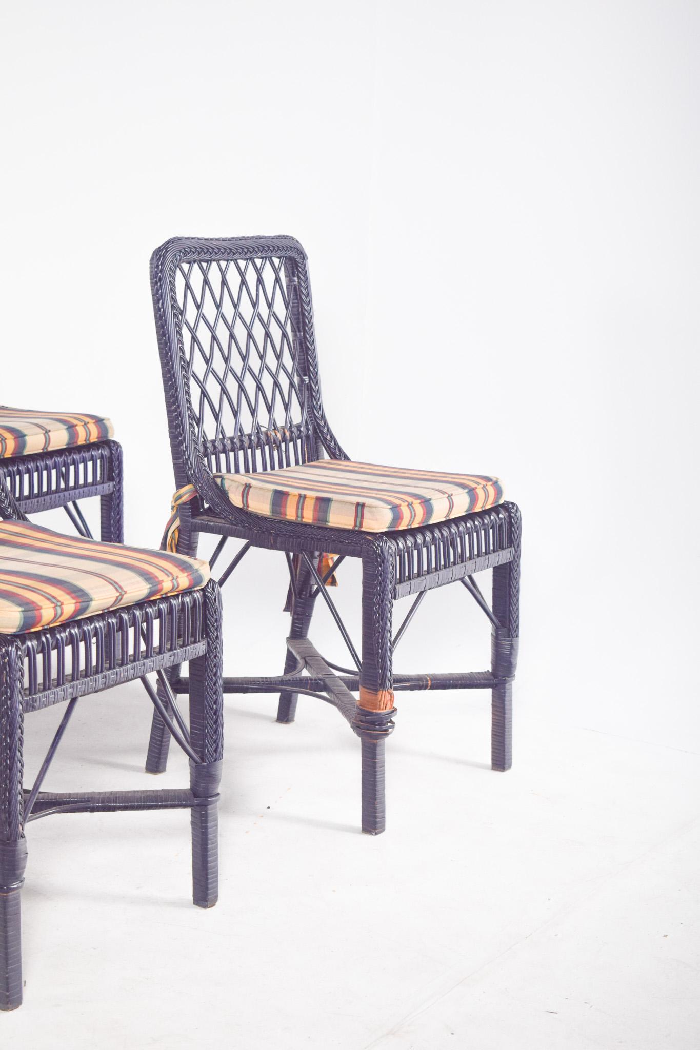 Mid-Century moderno Sei sedie da pranzo portoghesi in vimini intrecciato in vendita