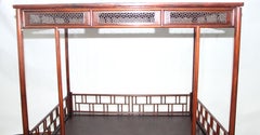 Six Posted Canopy Bed with Carved Fretwork Railings circa 1800 Suzhou Double Bed