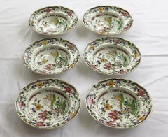 SIX Pottery Soup Bowls or Plates by Zachariah Boyle Chinese Flora Pattern