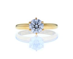 Six Prong Crown Basket Diamond Engagement Ring in Yellow Gold