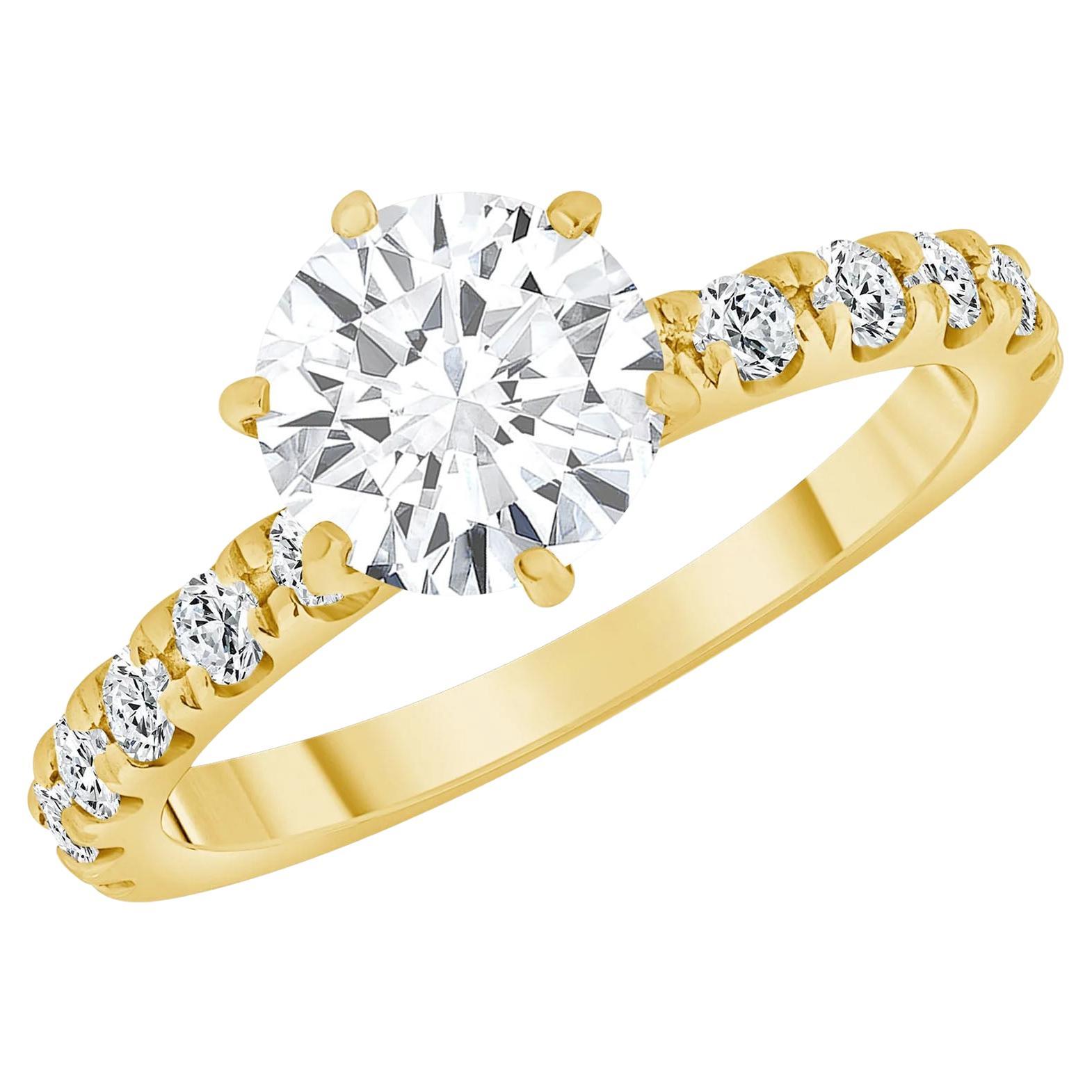Sechs Zacken Eterniy Verlobungsring aus 18 Karat Gold mit rundem Diamanten
