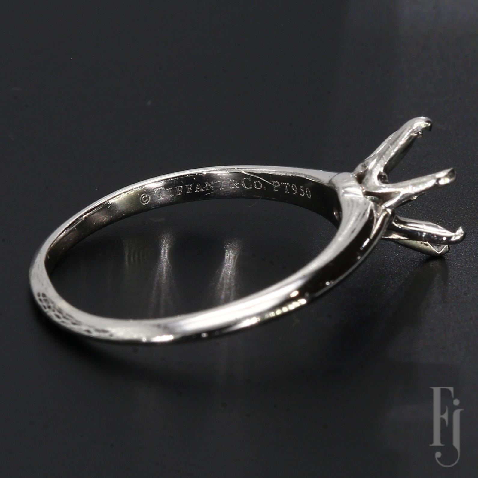 De las mujeres Seis garras de platino Tiffany & Co. Anillo de compromiso solitario - Sin engaste - Talla 8 en venta