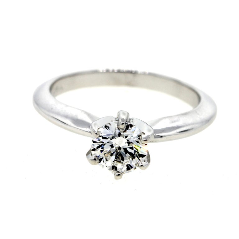 Six Prong Reverse Taper Knife Edge Engagement Ring 'GIA' For Sale at