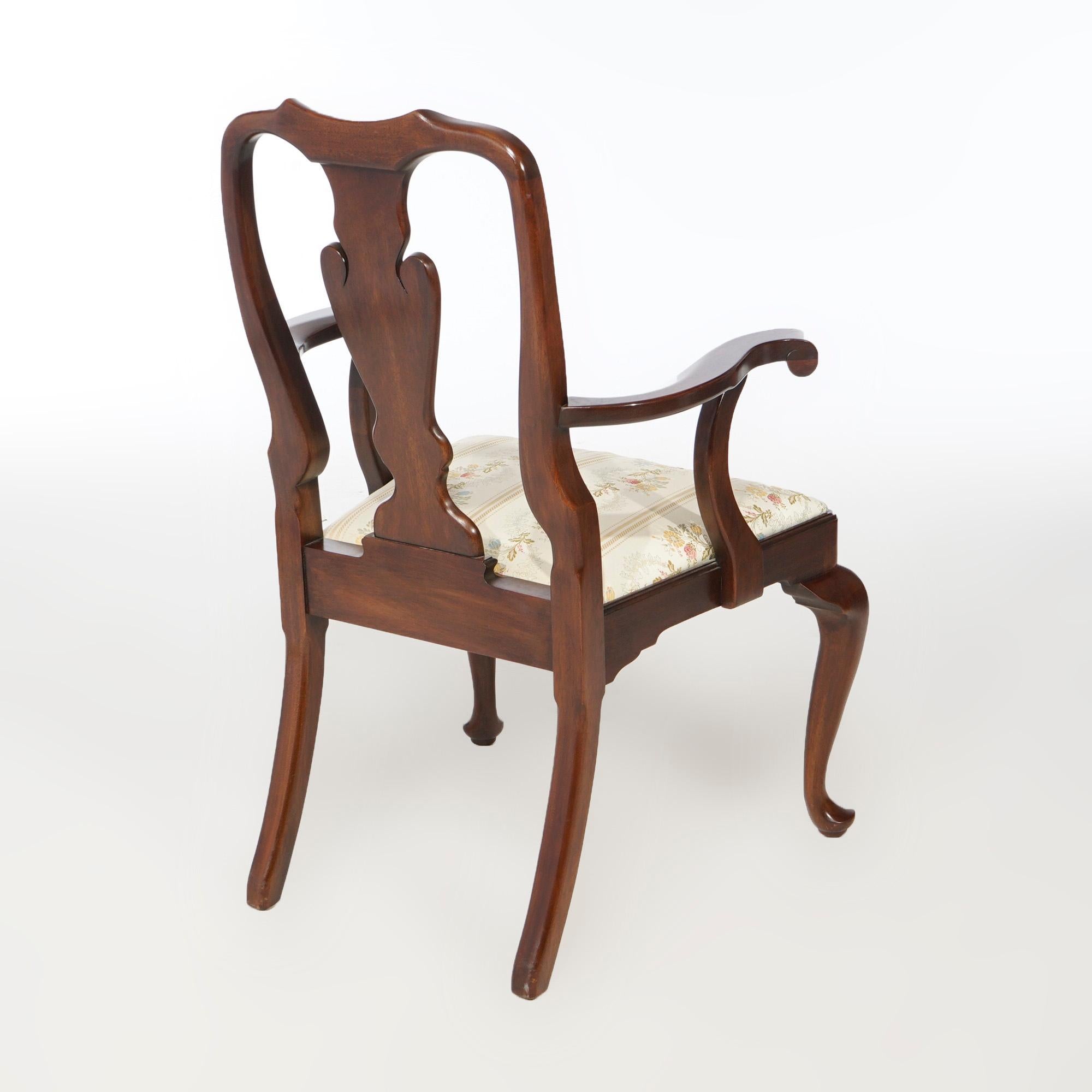 Six Queen Anne Style Henkel Harris Mahogany Dining Chairs 20th C In Good Condition In Big Flats, NY