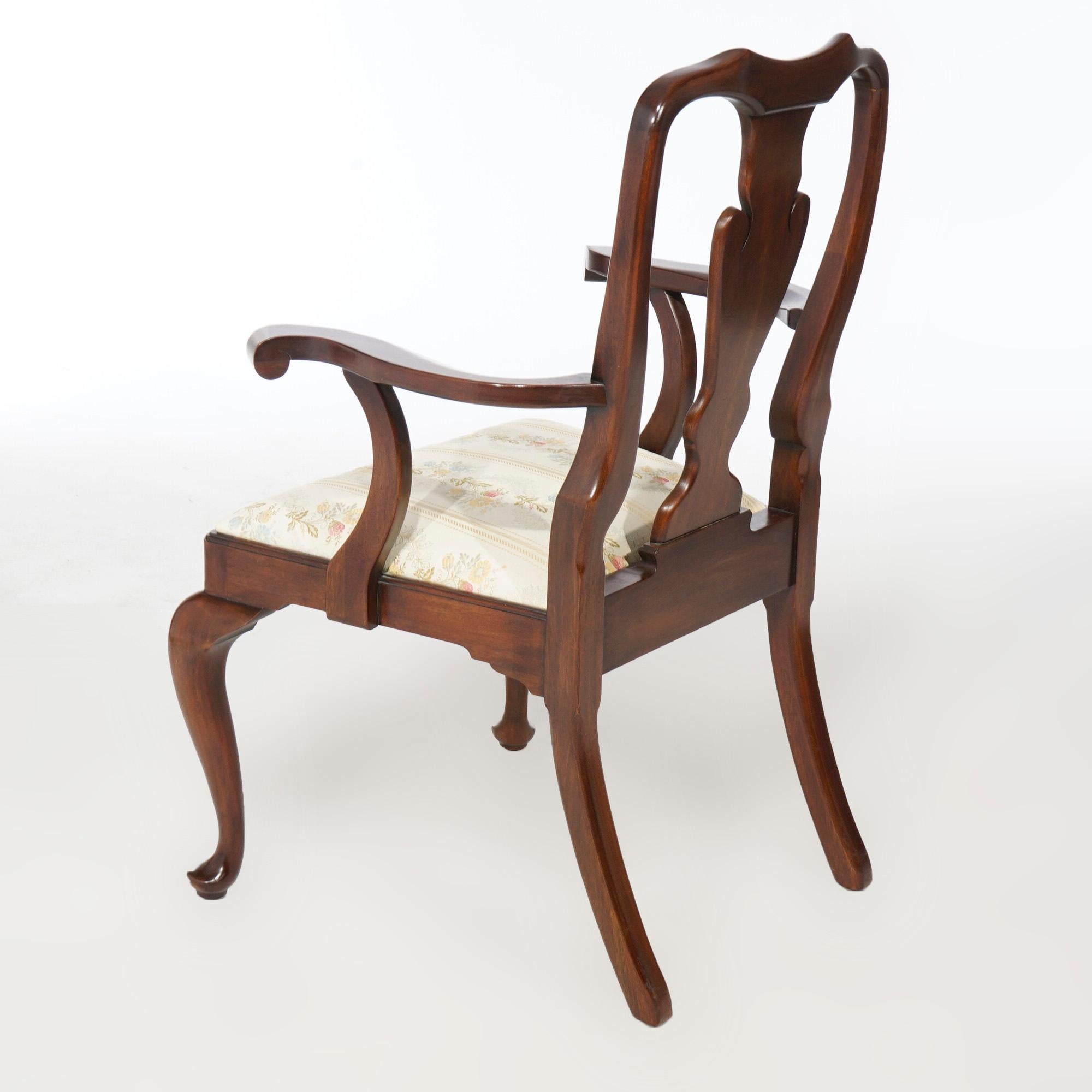 Acajou Six chaises de salle à manger en acajou de style Queen Anne Henkel Harris 20e siècle en vente