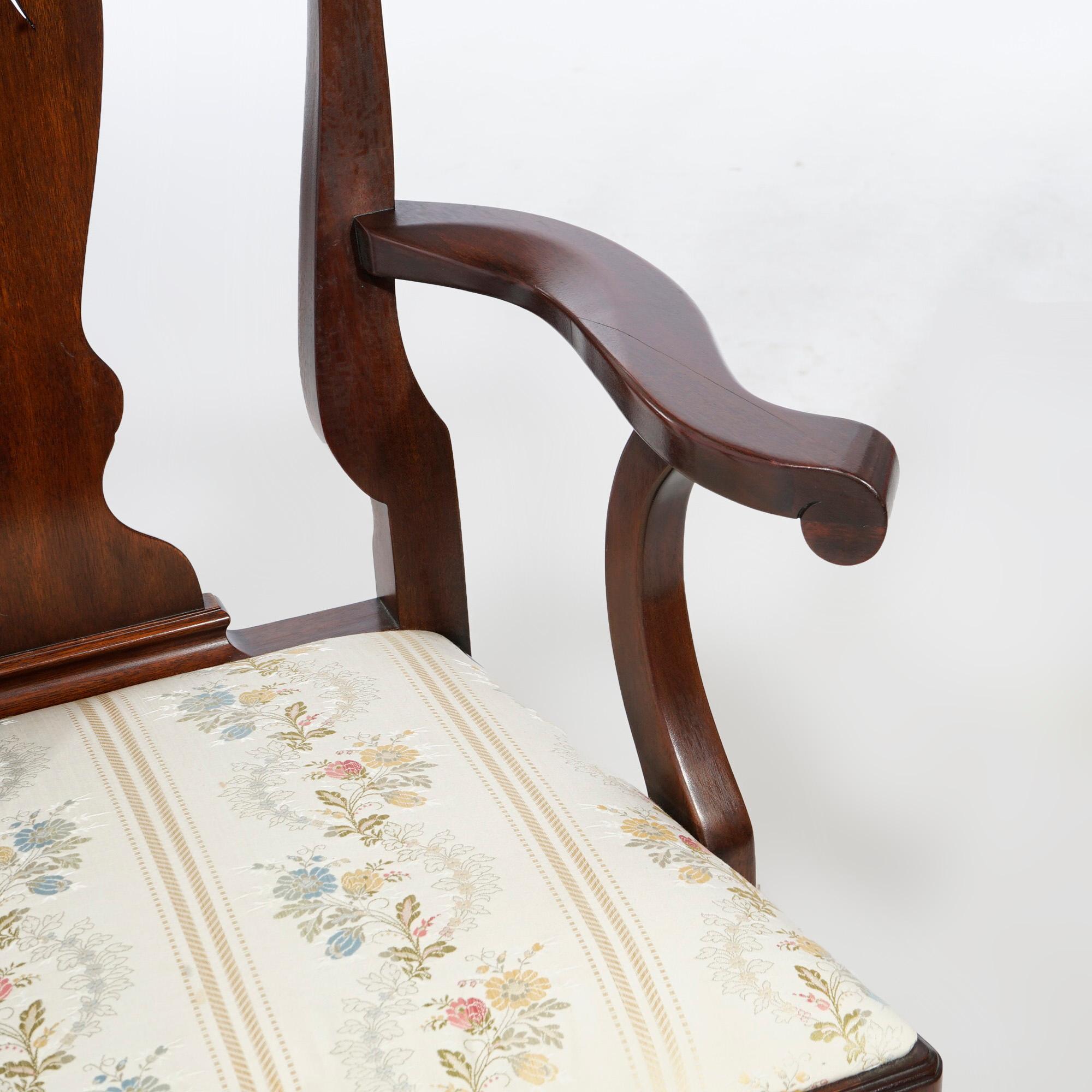 Six chaises de salle à manger en acajou de style Queen Anne Henkel Harris 20e siècle en vente 2